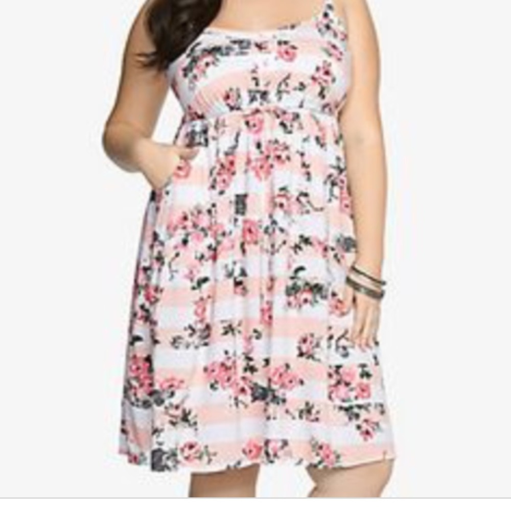 Torrid Stripe Floral Henley Dress